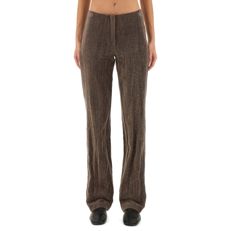 VELVET "CRINKLE" SLIM PANTS