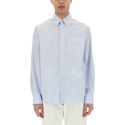 STRIPED SHIRT WITH SILK PRINTED INSERT