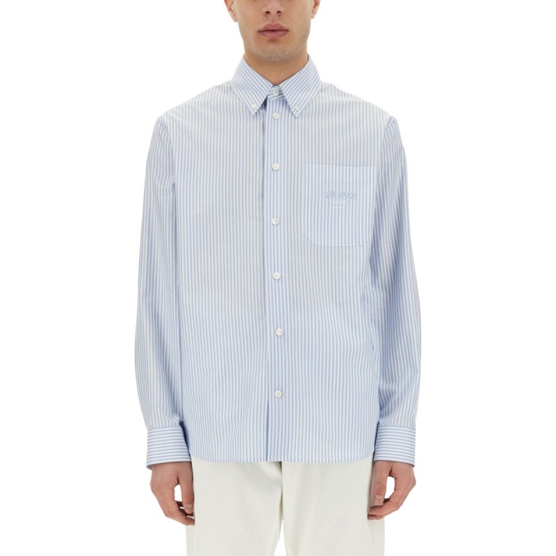 STRIPED SHIRT WITH SILK PRINTED INSERT