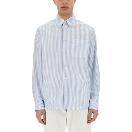 STRIPED SHIRT WITH SILK PRINTED INSERT