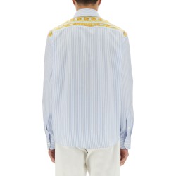 STRIPED SHIRT WITH SILK PRINTED INSERT