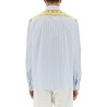 STRIPED SHIRT WITH SILK PRINTED INSERT