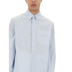 STRIPED SHIRT WITH SILK PRINTED INSERT