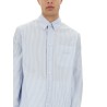 STRIPED SHIRT WITH SILK PRINTED INSERT