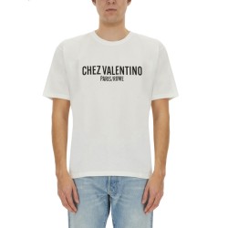 COTTON T-SHIRT WITH "CHEZ VALENTINO" PRINT