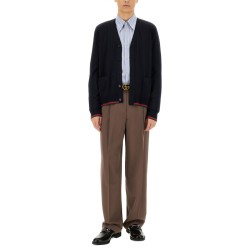 KNITTED WOOL CARDIGAN WITH WEB PATTERN