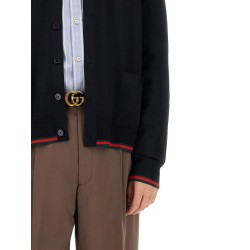 KNITTED WOOL CARDIGAN WITH WEB PATTERN