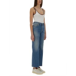 DENIM PANTS WITH LOGO LABEL