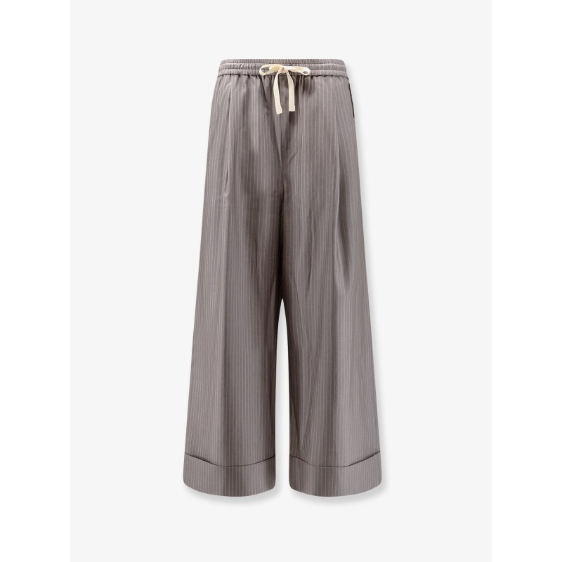 Silk, polyester and wool blend trousers