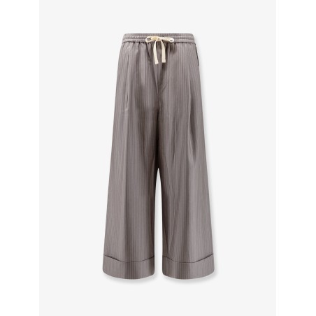 Silk, polyester and wool blend trousers