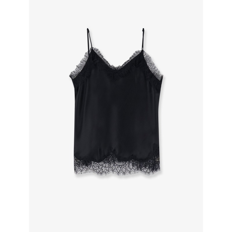 Satin top with lace profiles