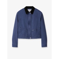 Crop fit blue denim jacket