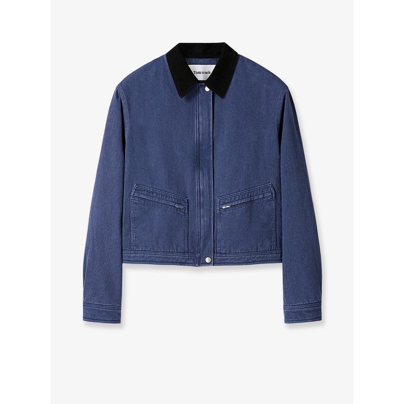 Crop fit blue denim jacket