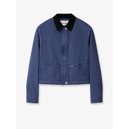 Crop fit blue denim jacket
