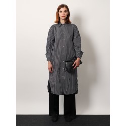 Striped Kimono-Sleeve Shirtdress