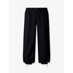 Nylon trousers with front logo patch