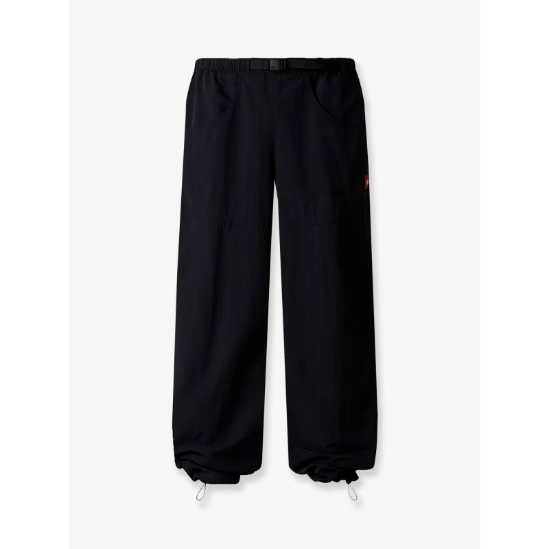 Nylon trousers with front logo patch