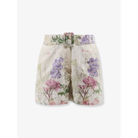 Pansy cotton blend shorts with all-over floral pattern