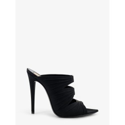 Emilie satin sandals with rhinestone logo detail