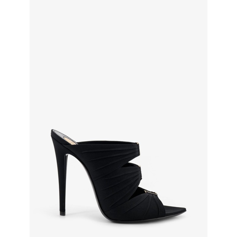 Emilie satin sandals with rhinestone logo detail