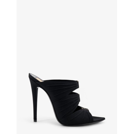 Emilie satin sandals with rhinestone logo detail