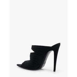 Emilie satin sandals with rhinestone logo detail