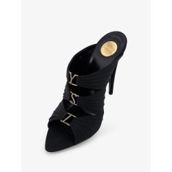Emilie satin sandals with rhinestone logo detail