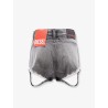 Blue denim shorts with a destroyed effect
