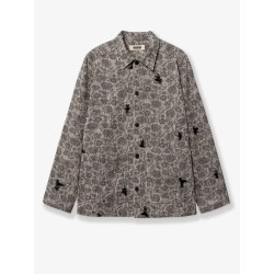 Shirt jacket with melange inlay