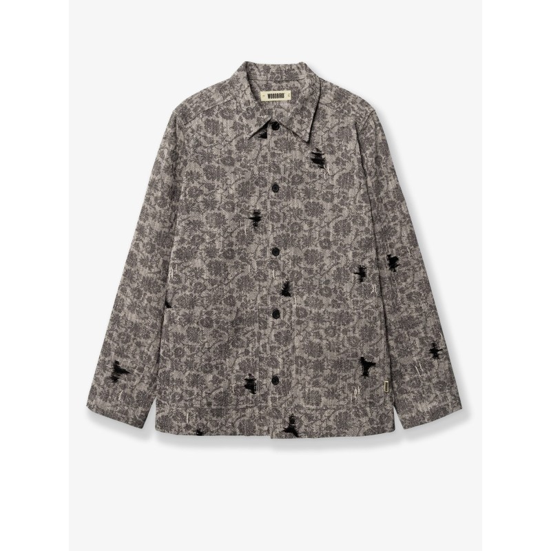 Shirt jacket with melange inlay