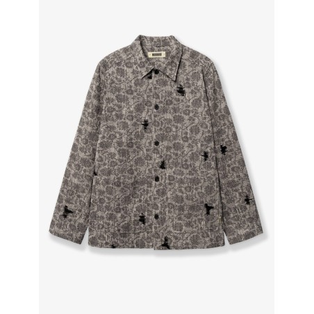 Shirt jacket with melange inlay