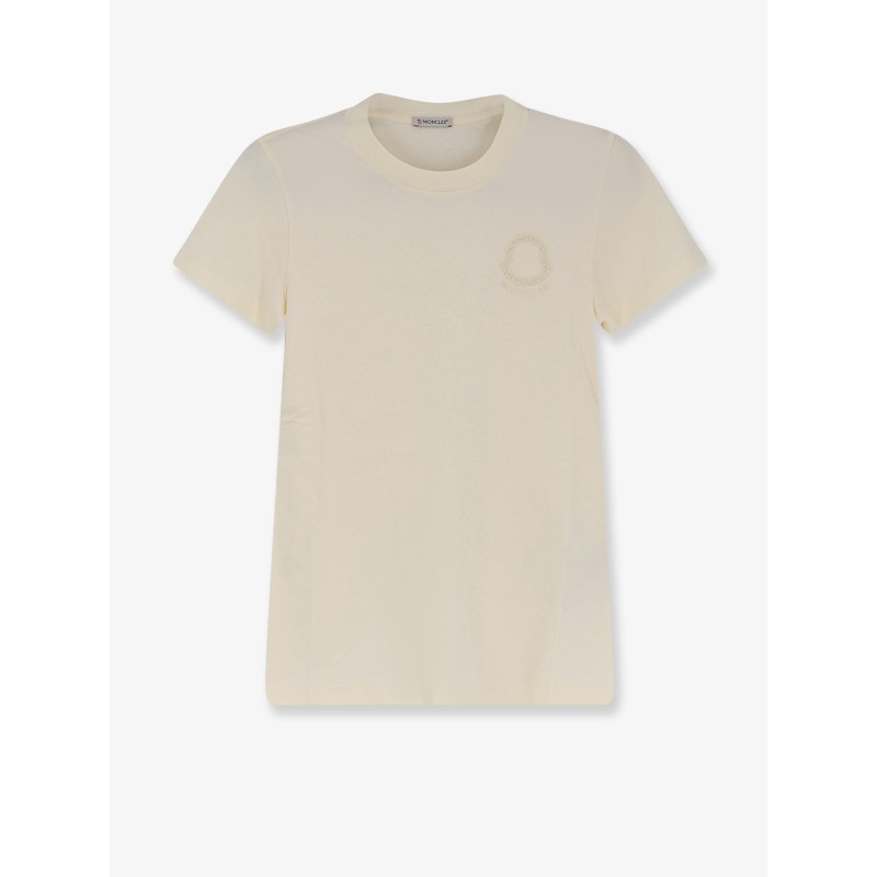 Cotton T-shirt with flocked logo on the front