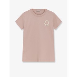 Cotton T-shirt with flocked logo on the front