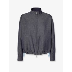 Reversible denim jacket with embroidered FF logo