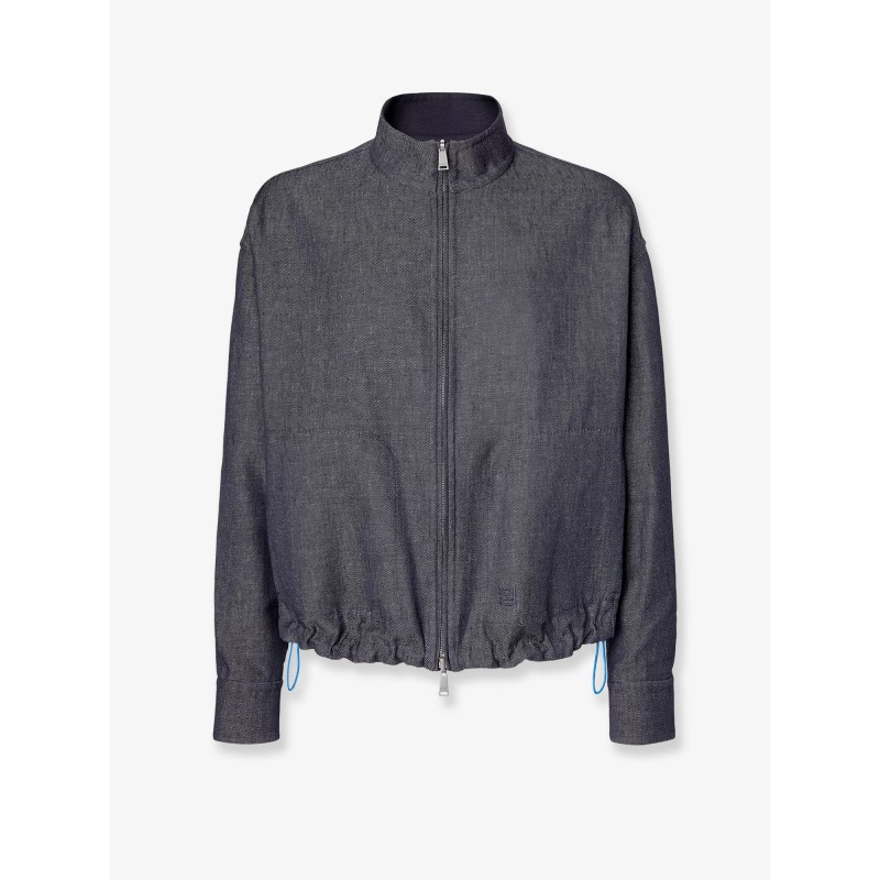 Reversible denim jacket with embroidered FF logo