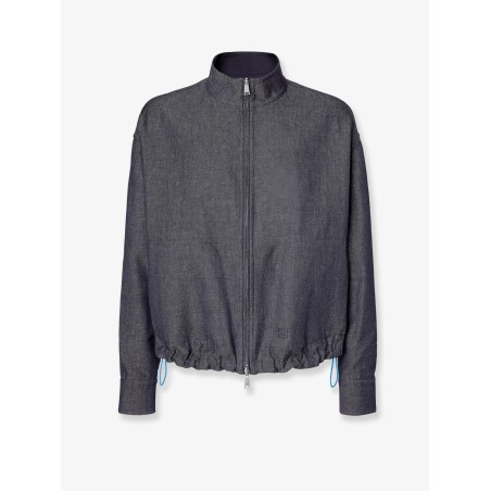 Reversible denim jacket with embroidered FF logo