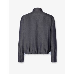 Reversible denim jacket with embroidered FF logo