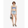 Blue denim shorts with destroyed effect