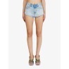 Blue denim shorts with destroyed effect