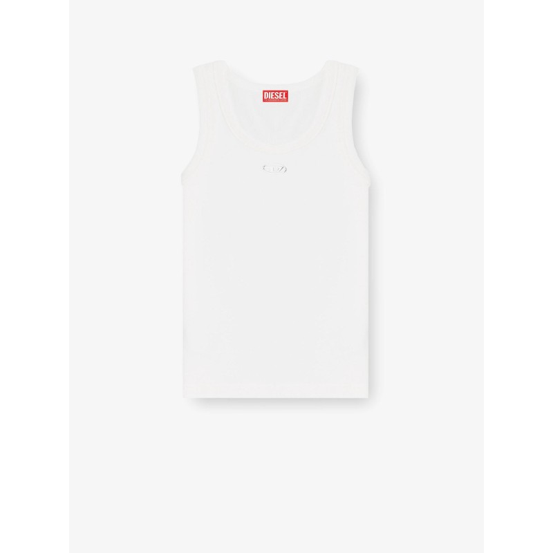 Slim fit ribbed tank top with metal Oval D