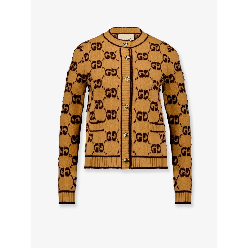 Wool cardigan with GG inlay