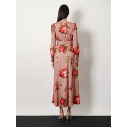 Long silk dress with Bouquet Rose print