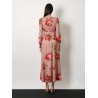 Long silk dress with Bouquet Rose print