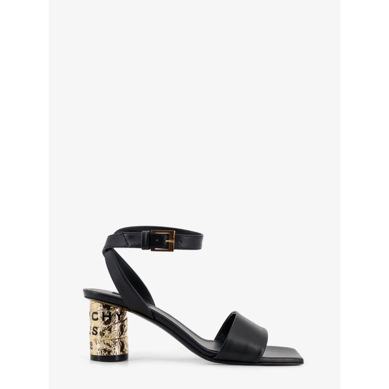 Tape leather heeled sandals