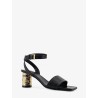 Tape leather heeled sandals