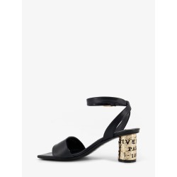 Tape leather heeled sandals