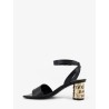 Tape leather heeled sandals