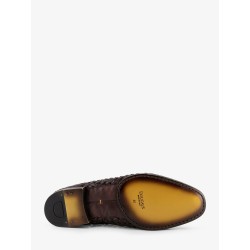 Unique leather loafers with woven detail