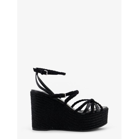 Nyra leather and raffia sandals