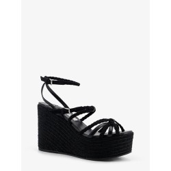 Nyra leather and raffia sandals